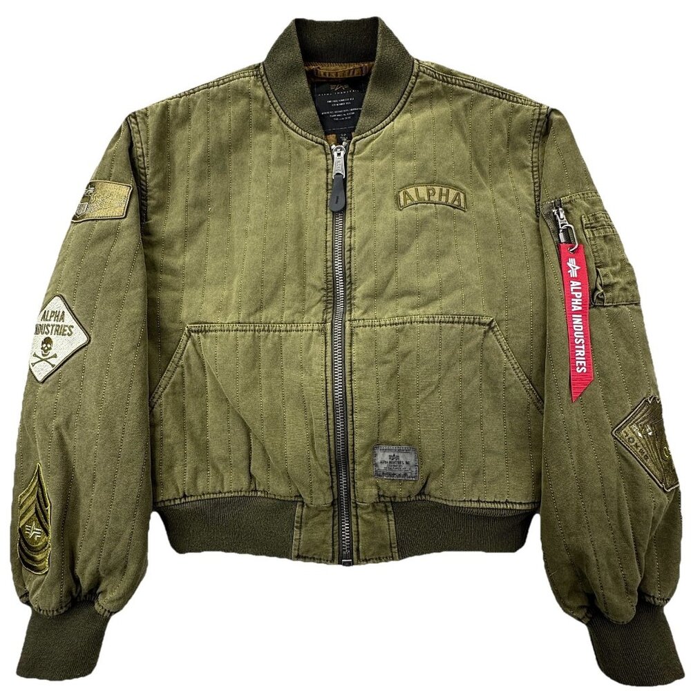 Alpha Industries Quilted Canvas Jacket Sz S Cropped Oversized Urban Outfitters
